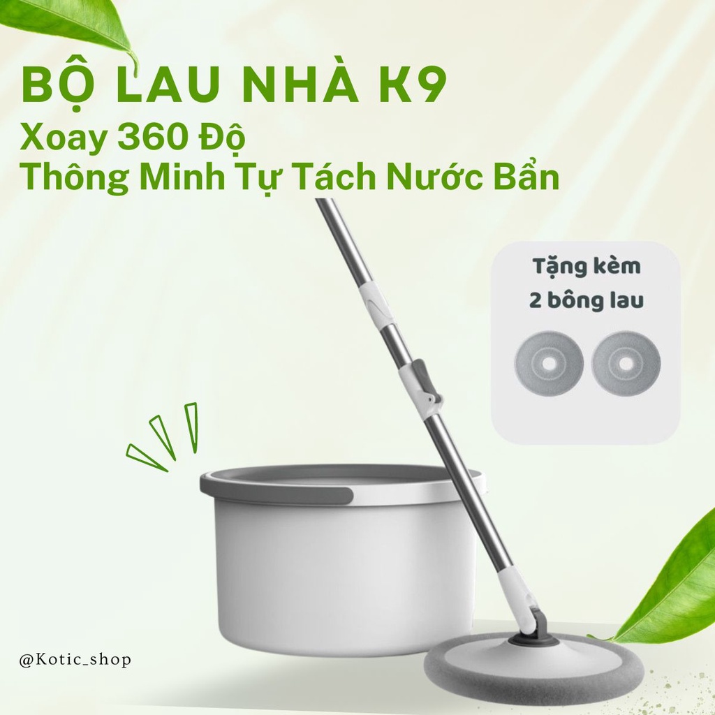 Chổi Lau Nhà K9 Đa Năng Tự Vắt Thông Minh Tách Nước Bẩn Không Gỉ Tiện Lợi Trục Quay 360 Độ Lau Mọi Ngóc Ngách Kotic_Shop