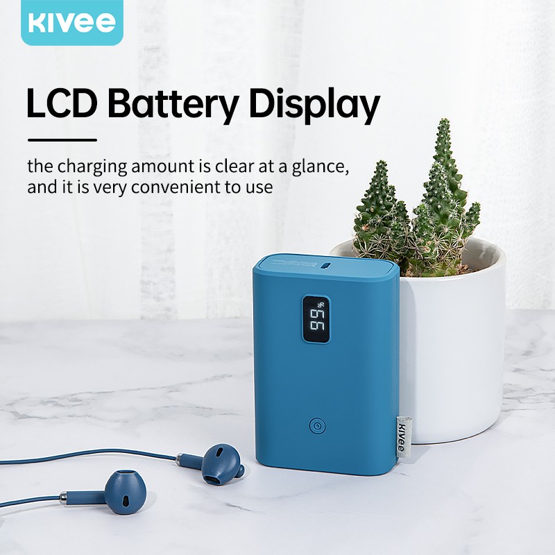 Sạc dự phòng Kivee KV-PT58X pro 10000mAh PD 22.5W Hệ thống màu kẹo hiển thị màn hình LED khép kín