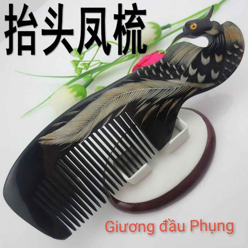 Lược Long Phụng Sừng trâu điêu khắc