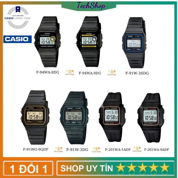 Đồng hồ Casio Huyền Thoại Nam nữ F-94, F-91, F-201 Chống Nước 5 ATM - Tuổi thọ Pin 7 [Bảo Hành 5 Năm]