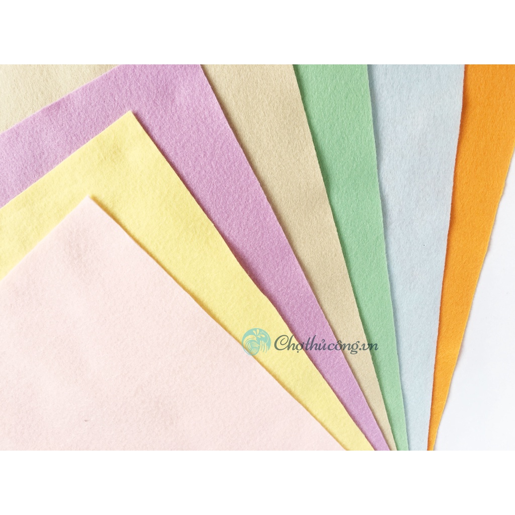 Combo 7 vải nỉ mềm Hàn Quốc cao cấp (Korean high-class Felt) D30XR37cm 7 màu Pastel, làm đồ handmade, craft, thủ công