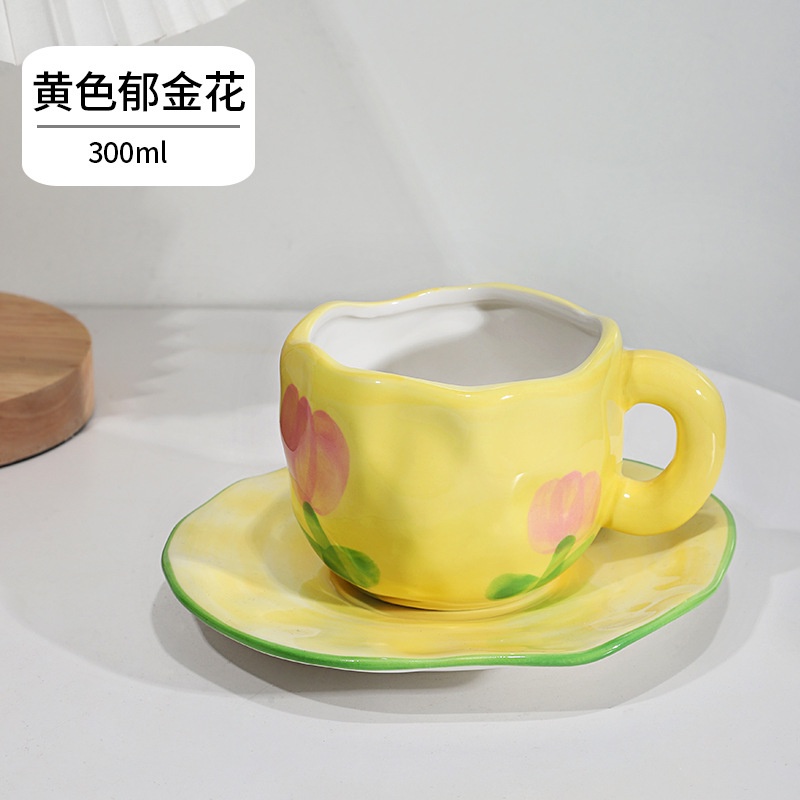 Cốc Uống Cà Phê Bằng Sứ Thiết Kế Bất Đối Xứng Dành Cho Cặp Đôi