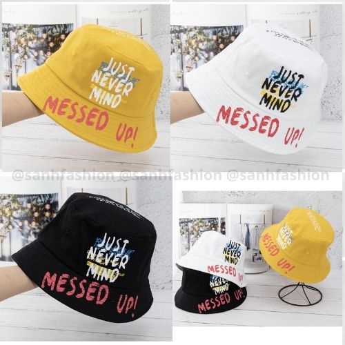 Mũ bucket thêu hình chữ Just Never Mind Nón tai bèo siêu hot thời trang cao cấp form unisex nam nữ Bk23