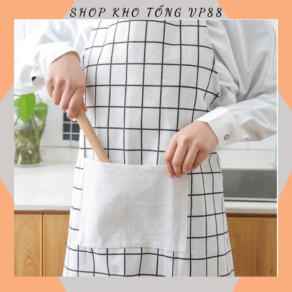 ⛔(GIÁ RẺ)⛔ Tạp Dề Nấu Bếp Bằng Vải Họa Tiết Kẻ Caro 88208 SHOP KHO TỔNG88