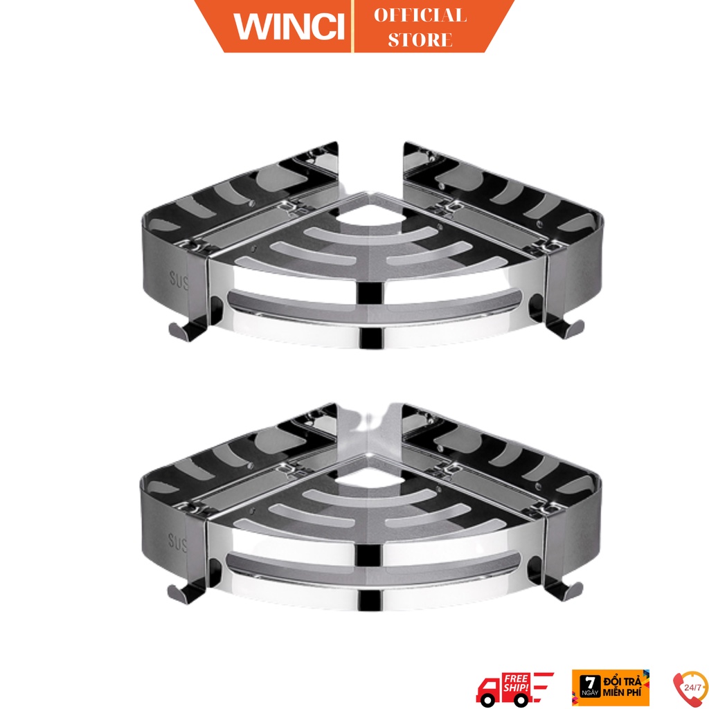 Kệ Inox đa năng dán góc tường Nhà tắm, Phòng vệ sinh, Nhà Bếp Winci, WINA22