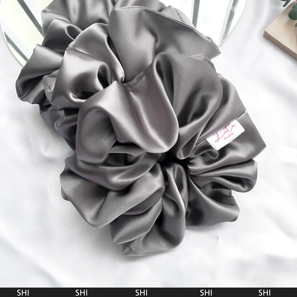 SHI - Dây chun buộc tóc Lụa Satin Scrunchies Handmade I Dark Silver