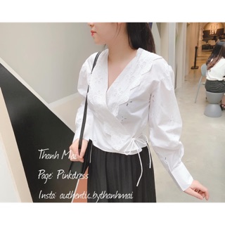 Áo sơ mi thêu cách điệu kiểu hanbok Zara Auth Newtag