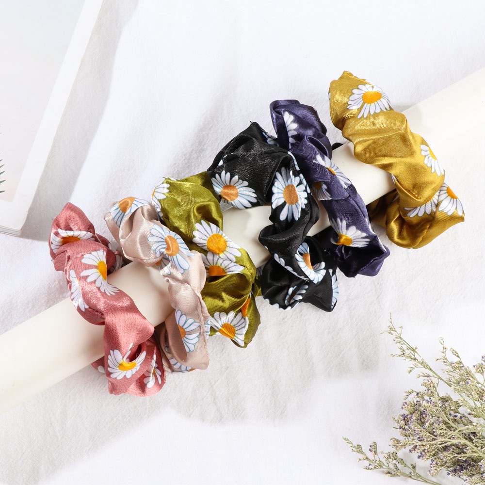 Dây Cột Tóc Cao Su Co Giãn In Hình Hoa Cúc Nhiều Màu Thời Trang Cho Nữ