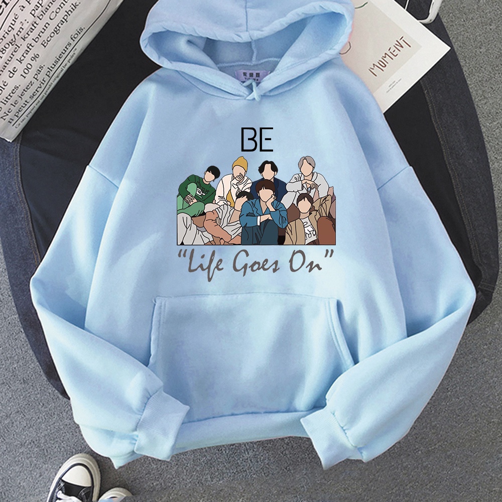 Áo Hoodie In Chữ Let Life Go on Phong Cách Harajuku Kpop Bangtan Boys Mới Cho Nữ