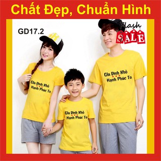 áo gia đình nhỏ hạnh phúc to 17 , bao đổi trả , độc,vàng,xám thun. phông du lịch,đi chơi, thả tim,dad mom baby family