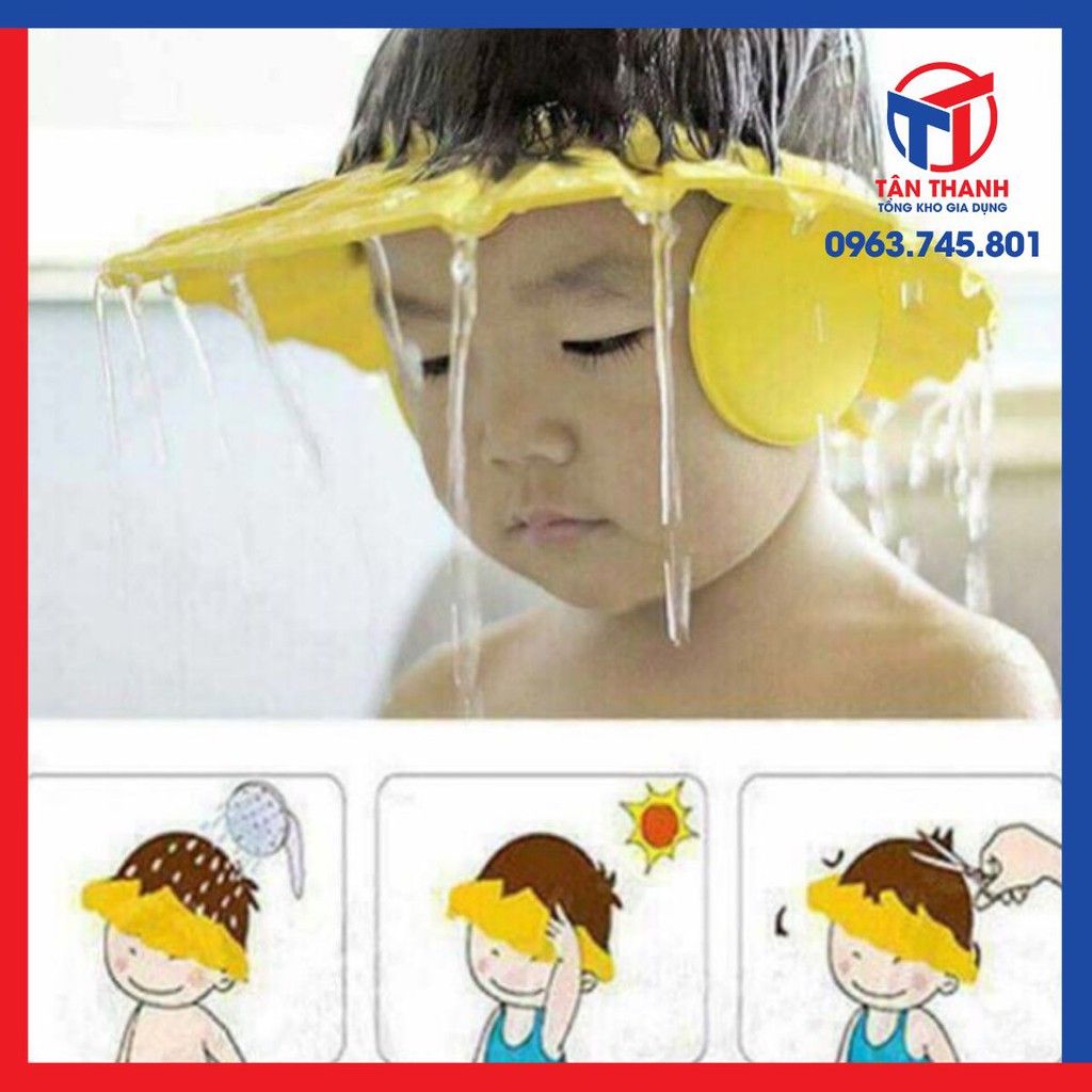 MŨ TẮM CÓ BỊT TAI CHỐNG NƯỚC CHO BÉ DỄ DÀNG GỘI ĐẦU.