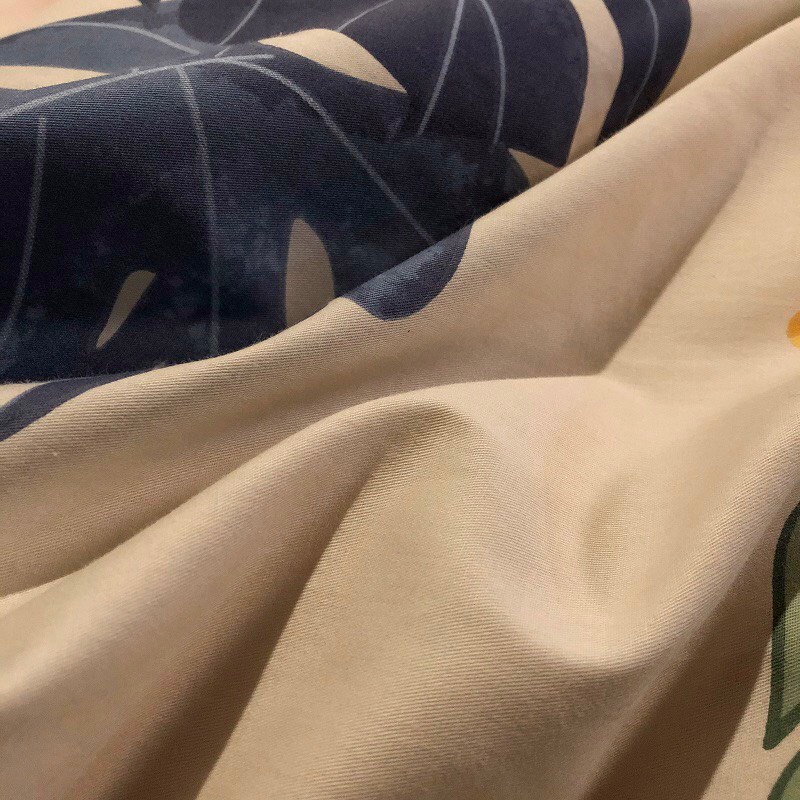 Bộ Vỏ Chăn Ga Gối 4 Món Cotton 80% Hoạ Tiết Hoa Lá Cọ Bèo Happy Life Cao Cấp 🔥TAbedding- miễn phí bo chun freesize 🔥