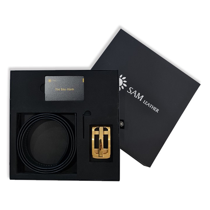 Dây Thắt Lưng Nam Da Bò Cao Cấp -Dây Nịt Nam SFDN035ITV -Mặt Khóa Inox 316 Nguyên Khối & Da Bò,BH 12 Tháng