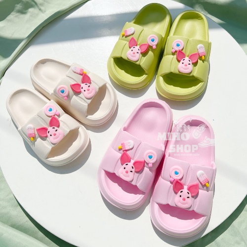 Dép Quai Ngang Bánh Mì Heo Cực Xinh  Loại 1 Túi Zip Nhẹ Êm Chân Cho Bé