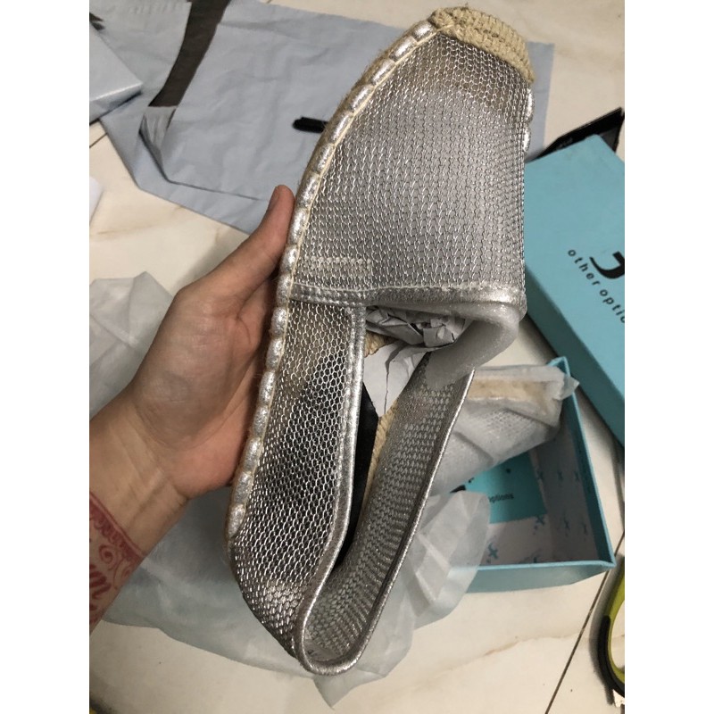 Giày lười slip on cói lưới nhũ kim siêu đẹp mẫu mới 2020