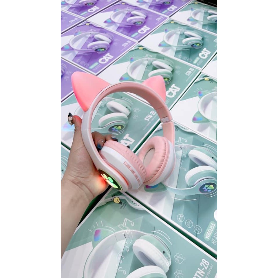 Tai Nghe Không Dây , Chụp Tai Mèo STN-28 , Bluetoth 5.0 , Có mic đàm thoại | BigBuy360 - bigbuy360.vn