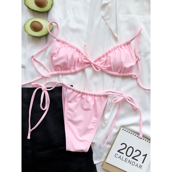 [BKN1225] &lt;ÂU&gt; SET BIKINI TRIANGLE ĐEN/XANH BLUE/HỒNG