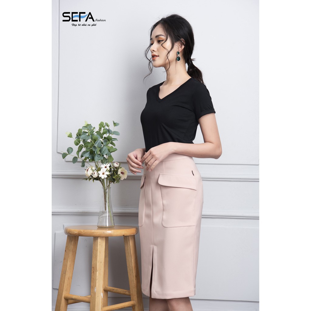 [Dự tiệc/Uy tín/Sang trọng] Chân váy bút chì phối túi SF003201 (Đẹp, Giá rẻ) | BigBuy360 - bigbuy360.vn