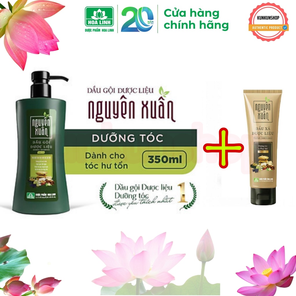 Combo gội Nguyên Xuân thảo dược 350ml xả 180ml đủ loại chính hãng công ty Hoa Linh