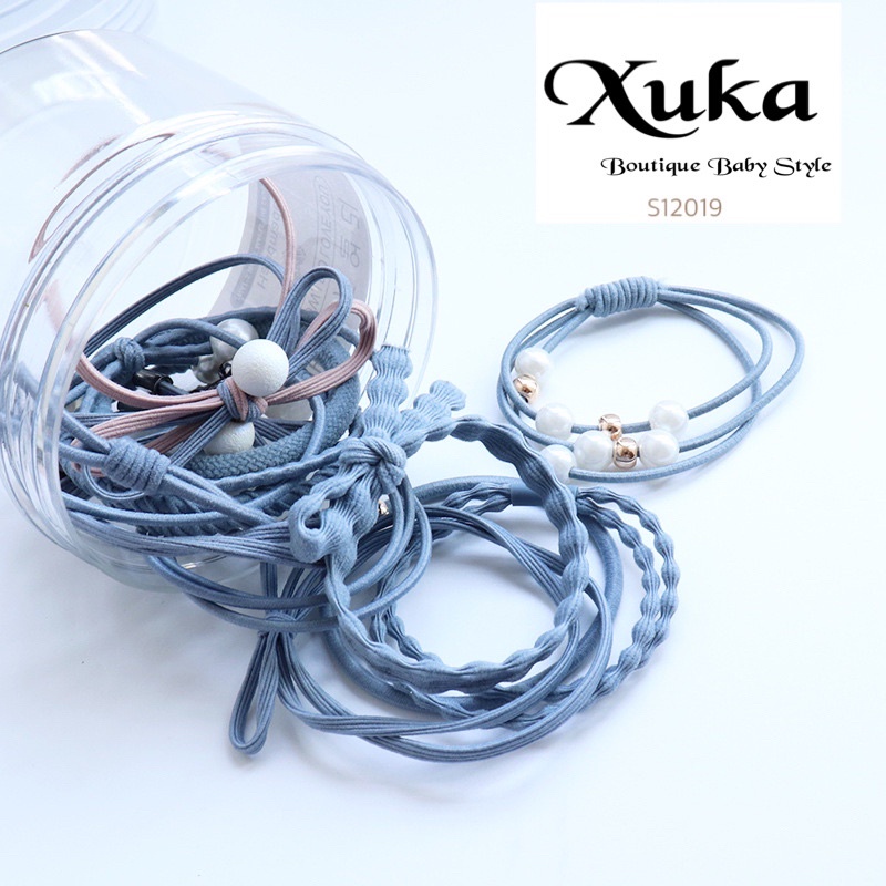 Set 12 Dây Buộc Tóc Nhiều Màu Co Giãn Phong Cách Hàn Quốc Cho Nữ Có Hộp Đựng Xịn Xò