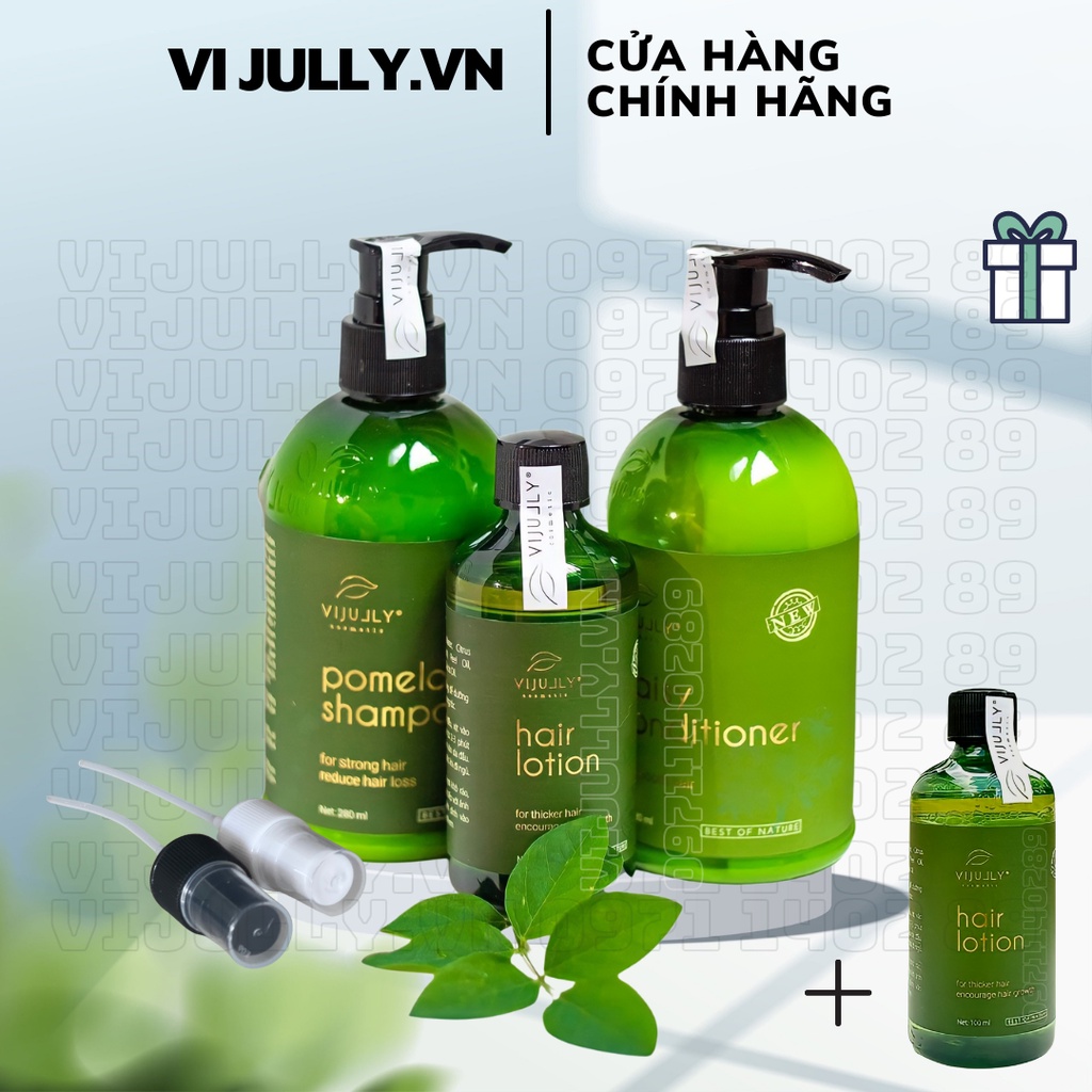 Bộ Chăm Sóc Tóc Thiên Nhiên ViJully Giúp Ngăn Rụng Tóc Chính Hãng Vi Jully Kích Mọc Tóc Nhanh Dài Và Dưỡng Tóc Chắc Khỏe