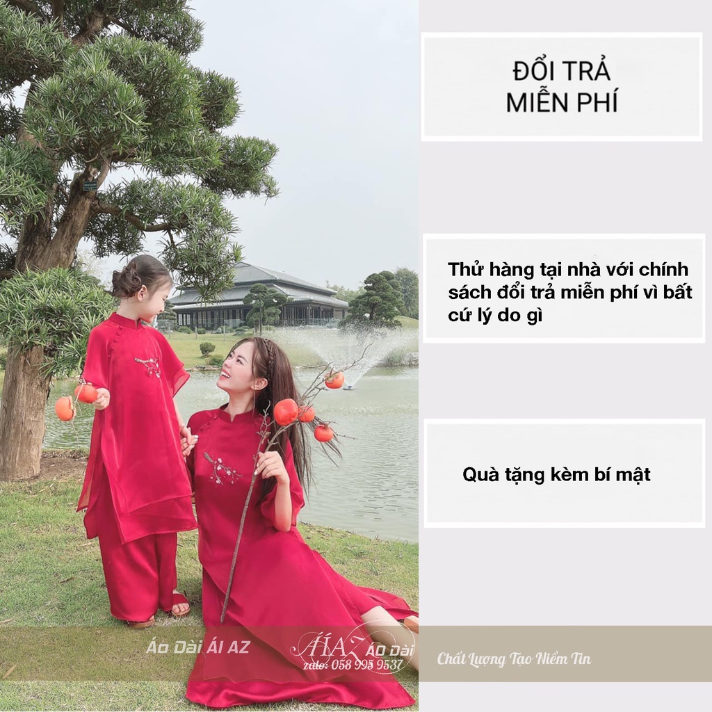 Áo Dài Cách Tân Nữ Dáng Suông Tay Bèo Thêu Cao Cấp MT39