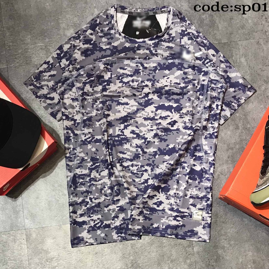 [followershop5k]Áo thun camo n!ke pro combat thể thao nam, Áo ngắn tay không cổ (Thun lạnh) form chuẩn size M-2XL sp01