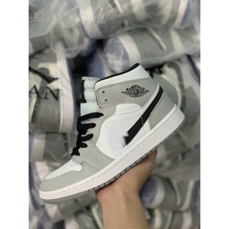 Giày thể thao A.I.R JO.R.Đ.ẦN 1 Xám trắng cổ cao siêu đẹp cho nam và nữ