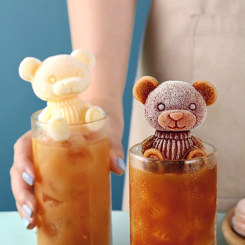 Khuôn Làm Đá Uống Trà Sữa/Cà Phê Hình Chú Gấu Bằng Silicone