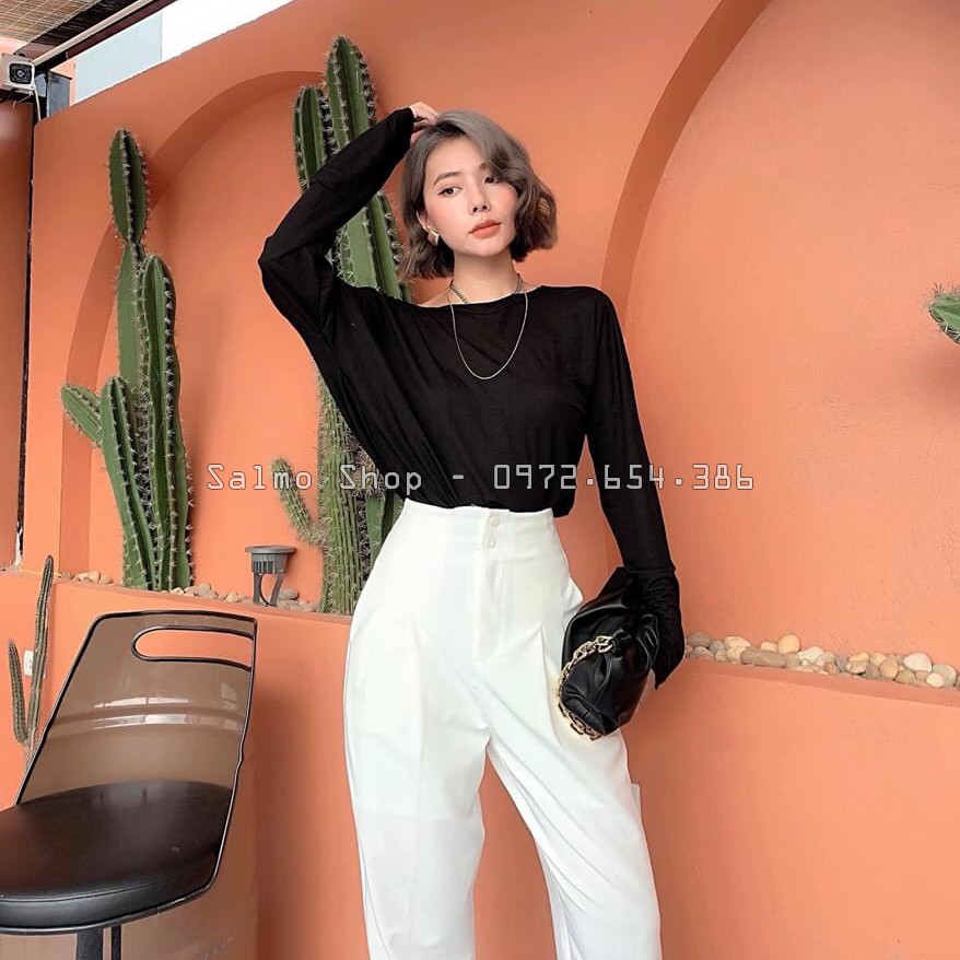 Quần tây Baggy lưng cao siêu tôn dáng Style Hàn Quốc - Màu Đen - Ghi - Nâu