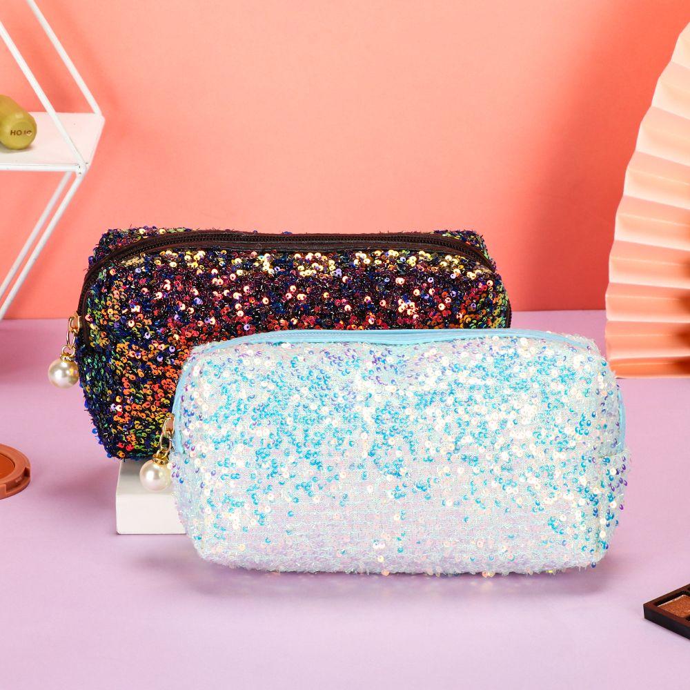 Túi Đựng Mỹ Phẩm Đính Kim Sa Lấp Lánh Thời Trang