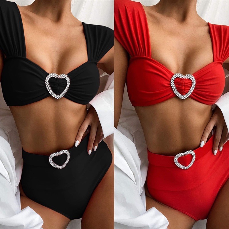 [BKN761] &lt;ÂU&gt; SET BIKINI KHUY TIM ĐỎ KÈM BELT RỜI (CẠP CAO)