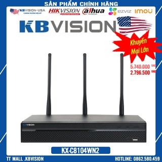  . {Sale Mạnh giá còn 1/2} Đầu ghi camera IP Wifi 4 kênh KBVISION KX-C8104WN2 .