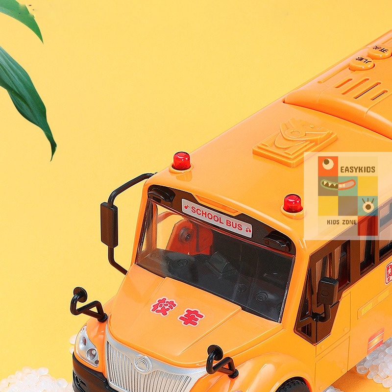 Đồ Chơi Ô Tô Xe Buýt School Bus EASYKIDS Cho Trẻ Em Mở Các Cửa, Có Đèn, Âm Thanh