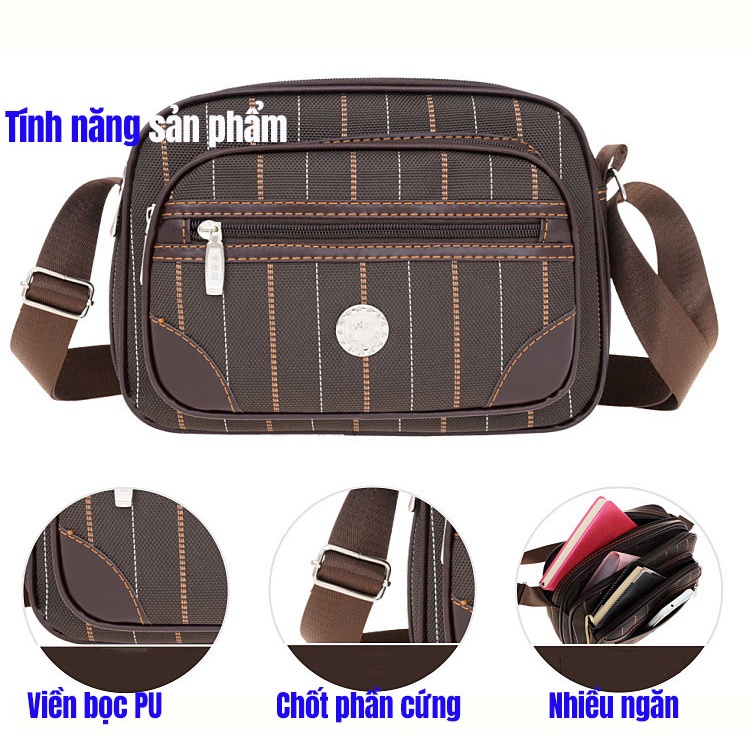 Túi Đeo Chéo Bằng Nylon Sức Chứa Lớn Nhiều Ngăn Dành Cho Nam Nữ