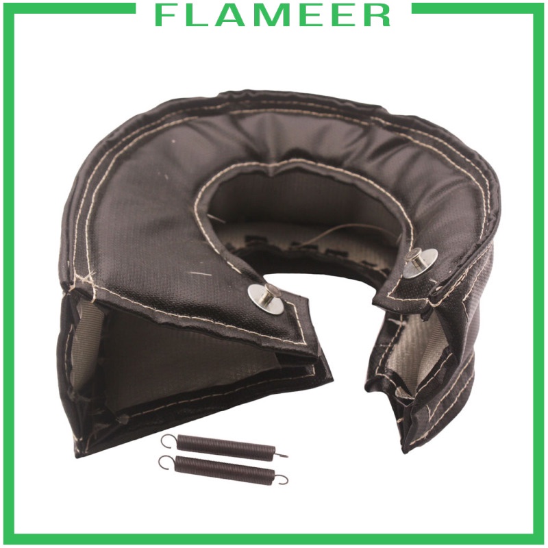 [FLAMEER] Fiber T6 Turbo Charger BLANKET heat shield cover BLACK  , w/ 2 Springs