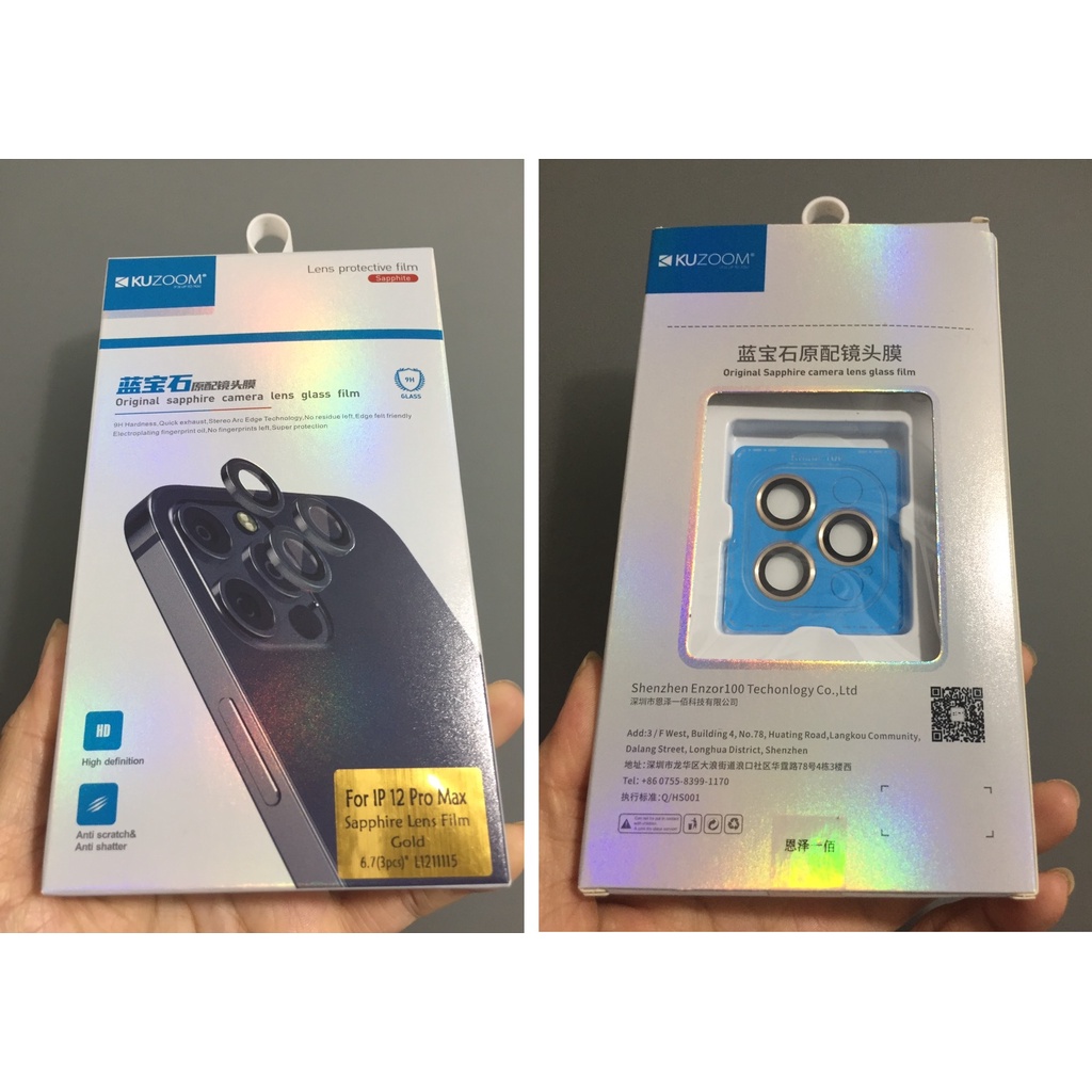 Cụm cường lực dán camera cho iP 12 Pro max KUZOOM AR