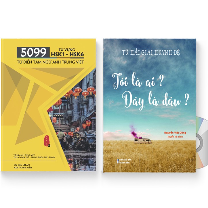Sách - Combo: 5099 từ vựng HSK1 – HSK6 (tam ngữ Anh – Trung – Việt) + Tứ Hải Giai Huynh Đệ: Tôi là ai? Đây là đâu? + DVD
