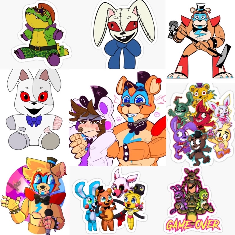 Sticker dán fnaf sevuriky breach 30-60 hình ép lụa khác nhau / Hình dán ảnhdán fnaf security breach