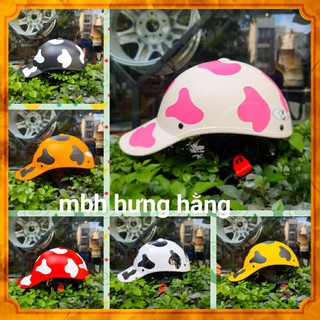 mũ bảo hiểm lưỡi trai thể thao thời trang khoét sau tem bò sữa