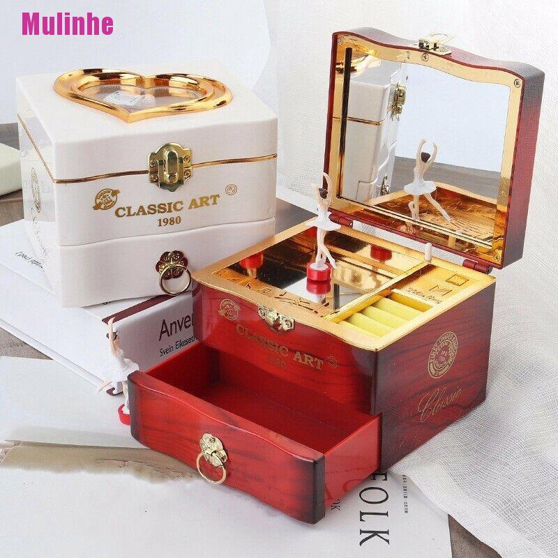 Hộp nhạc nhựa lên dây cót hình vũ công múa ba lê độc đáo cổ điển