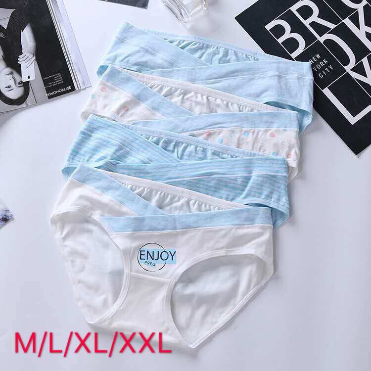 Sét 4 quần lót bầu cạp chéo túi zip xịn chất cotton, quần lót bà bầu, quần lót sau sinh