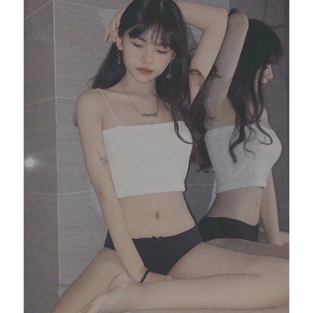 [HÌNH THẬT] ÁO CROP HAI DÂY MẢNH TRƠN BASIC, CROPTOP NGẮN NỮ ÔM BODY HOT GIRL ULZZANG HÀN QUỐC SWAG CHẤT 95