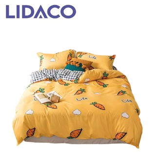 Bộ chăn ga gối cotton poly Lidaco decor phòng ngủ vintage - Cà Rốt Vàng ( SP001154)
