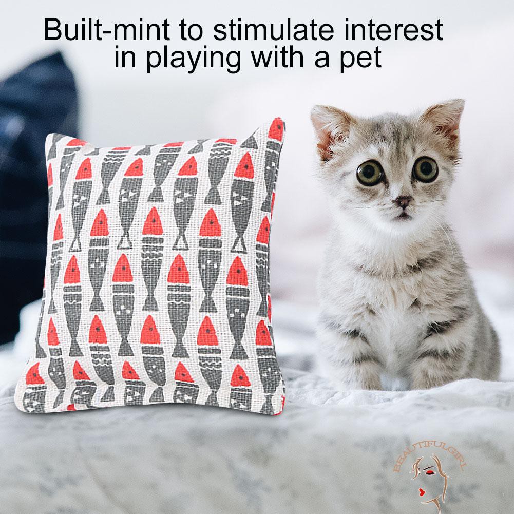 ♚Japanese Small Pillow Cat Long Fish Shaped Catnip Pillow Teeth Grinding Toy