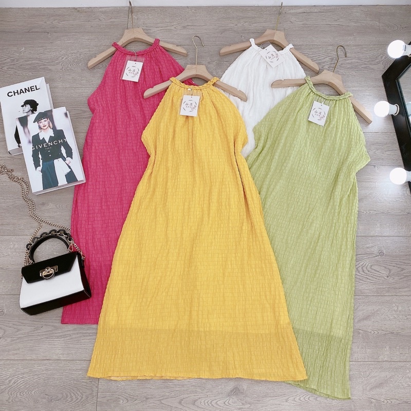 Đầm Maxi Cổ Yếm Chất Xốp Đơn Sắc, Váy Maxi Dự Tiệc Đi Biển 𝙎𝙝𝙤𝙥 𝙓𝙞𝙣𝙝 | BigBuy360 - bigbuy360.vn