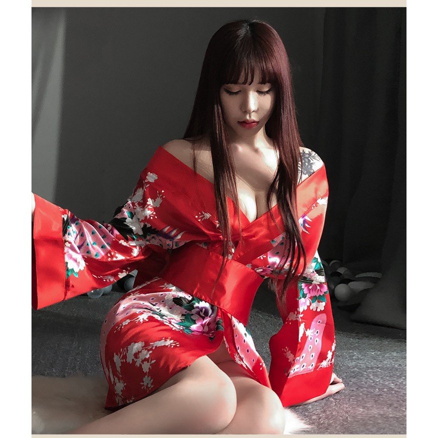 Áo ngủ kimono đẹp gợi cảm, áo choàng ngủ cosplay sexy, đồ chụp hình cô gái nhật bản đẹp TK2619