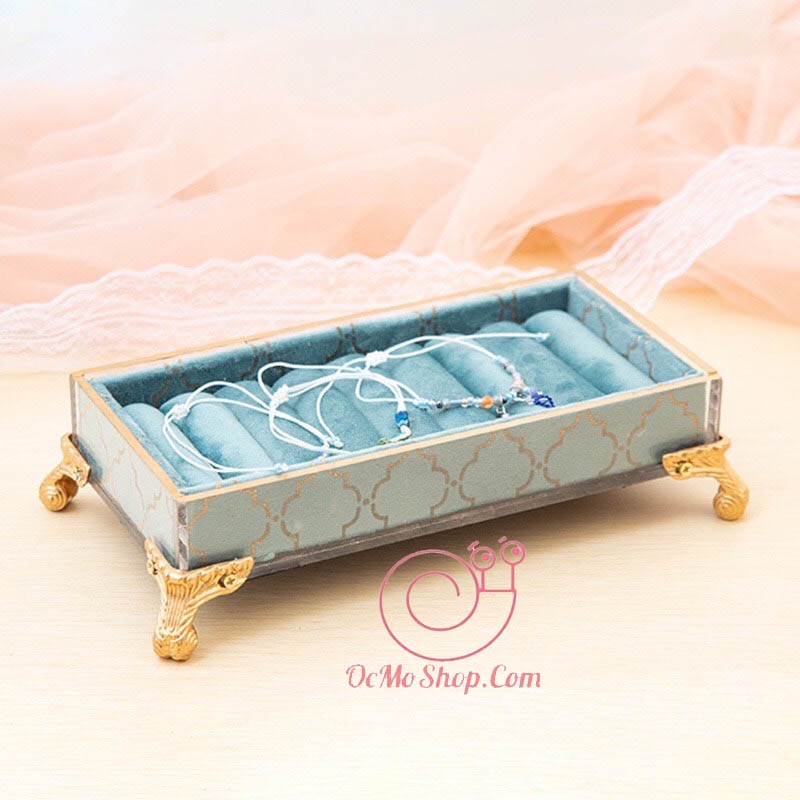 Giá trưng bày trang sức, Manocanh trưng bày trang sức búp bê áo cưới thiết kế độc đáo màu xanh