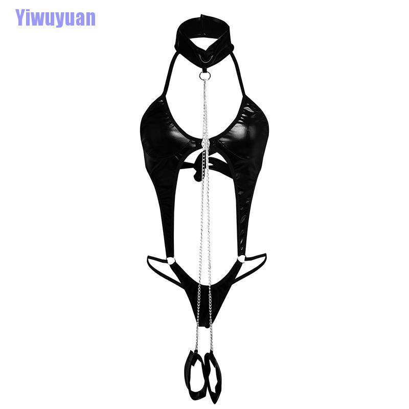 Bộ Đồ Ngủ Da Bóng Màu Đen Gợi Cảm Cho Nữ | BigBuy360 - bigbuy360.vn