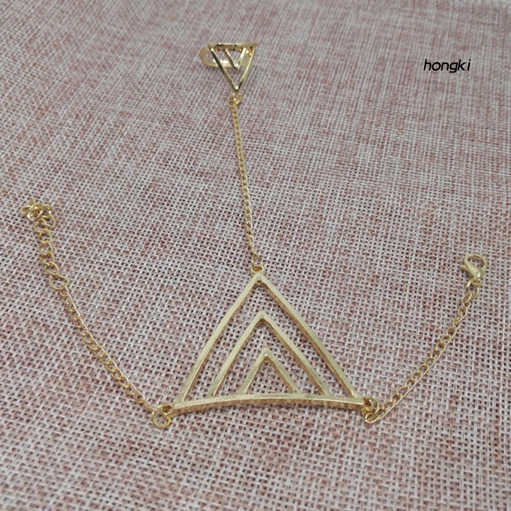 Vòng Tay Kết Hợp Nhẫn Hình Tam Giác Thời Trang Cho Nữ